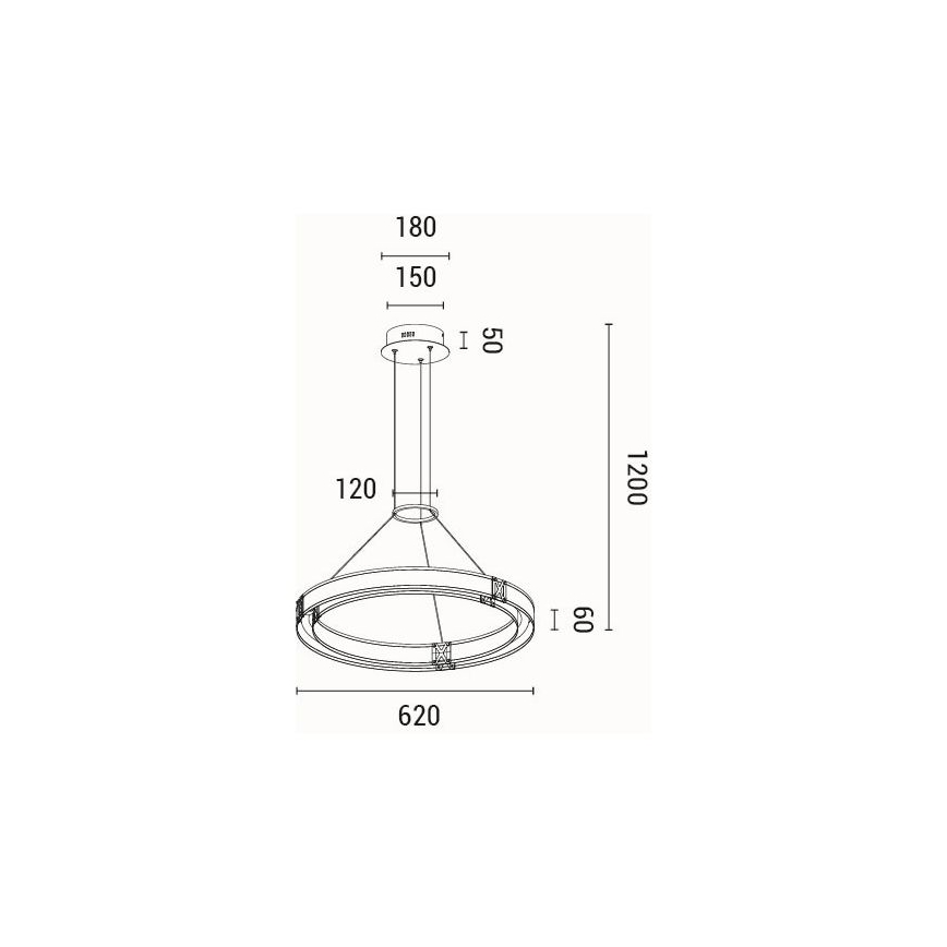 LED Lustr na lanku LUIS LED/33W/230V 3000K 62x120 cm