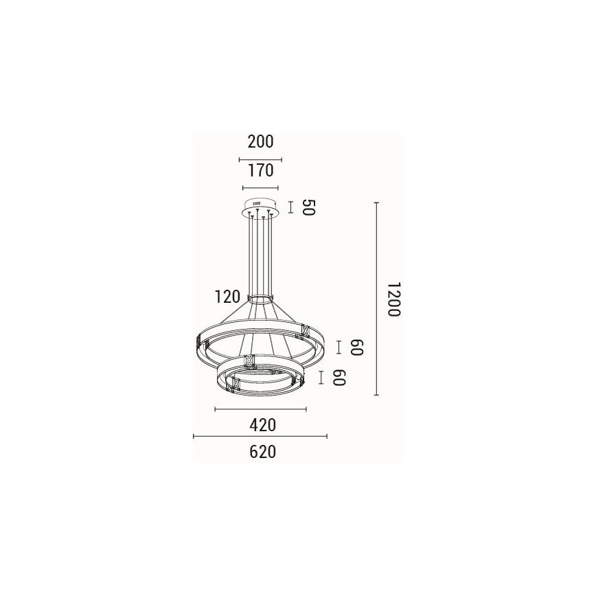 LED Lustr na lanku LUIS LED/62W/230V 3000K 62x120 cm