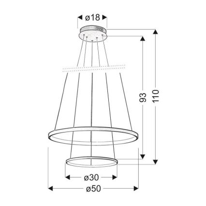 LED Lustr na lanku LUNE LED/40W/230V