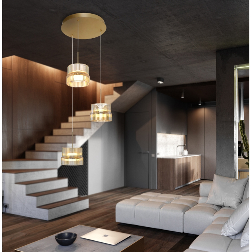 LED Lustr na lanku LUXE LED/34W/230V mosaz