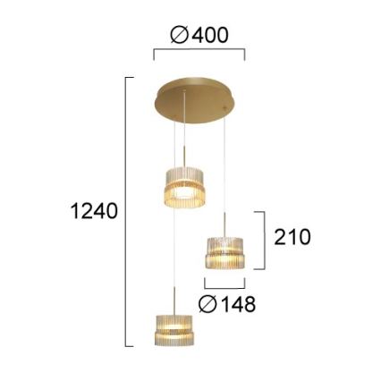 LED Lustr na lanku LUXE LED/34W/230V mosaz