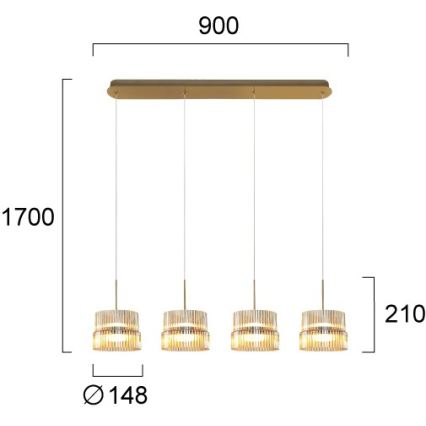 LED Lustr na lanku LUXE LED/46W/230V mosaz