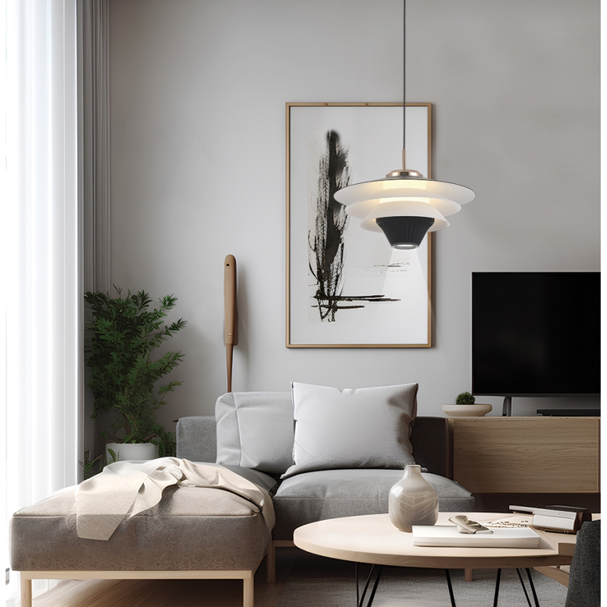 LED Lustr na lanku MANLEY LED/5W/230V černá/bílá