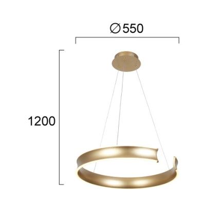 LED Lustr na lanku MARLEN LED/36W/230V zlatá