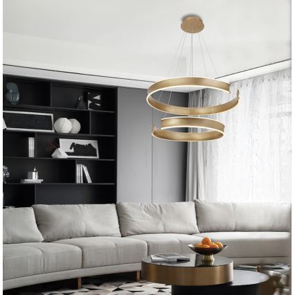 LED Lustr na lanku MARLEN LED/84W/230V zlatá