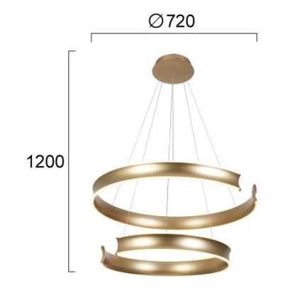 LED Lustr na lanku MARLEN LED/84W/230V zlatá