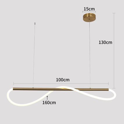 LED Lustr na lanku MELECA LED/24W/230V 3000/4000/6000K 100 cm zlatá