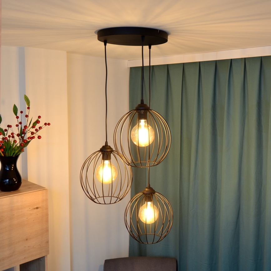 LED Lustr na lanku MERCURE 3xE27/15W/230V ø 50 cm černá