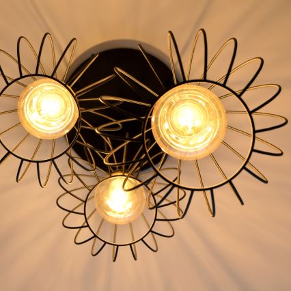 LED Lustr na lanku MERCURE 3xE27/15W/230V ø 50 cm černá