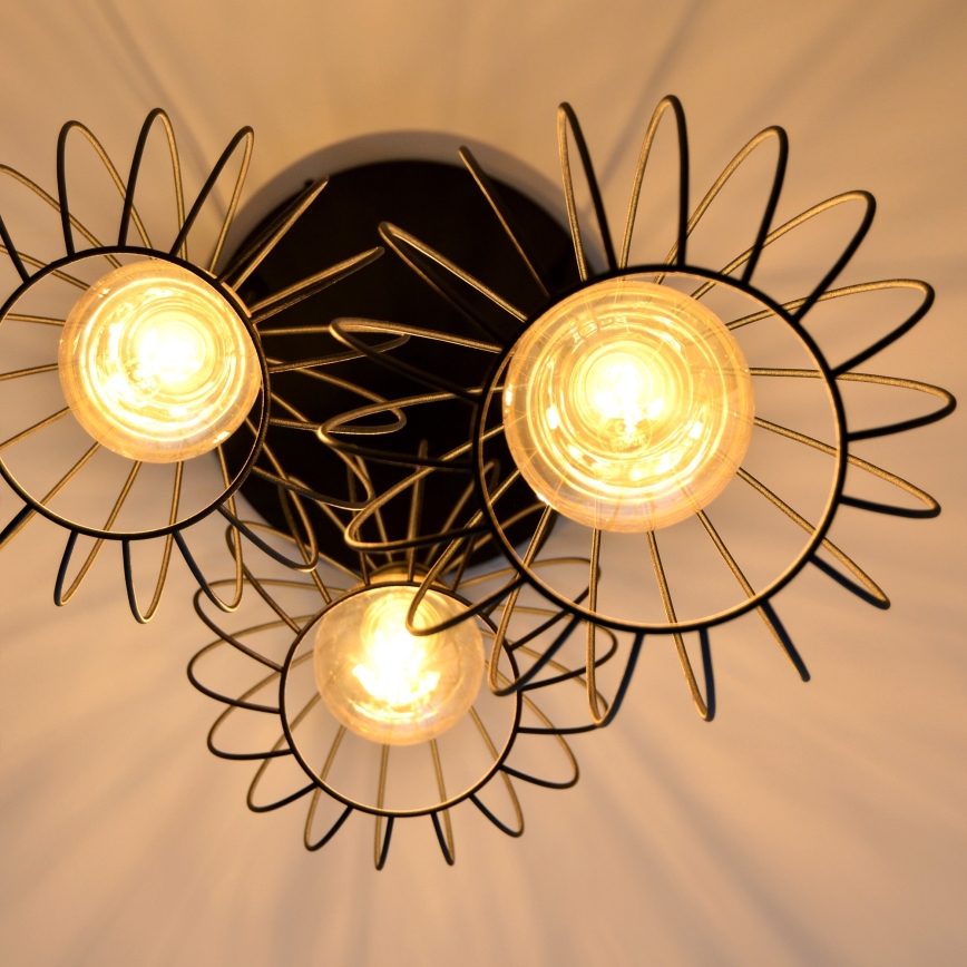 LED Lustr na lanku MERCURE 3xE27/15W/230V ø 50 cm černá