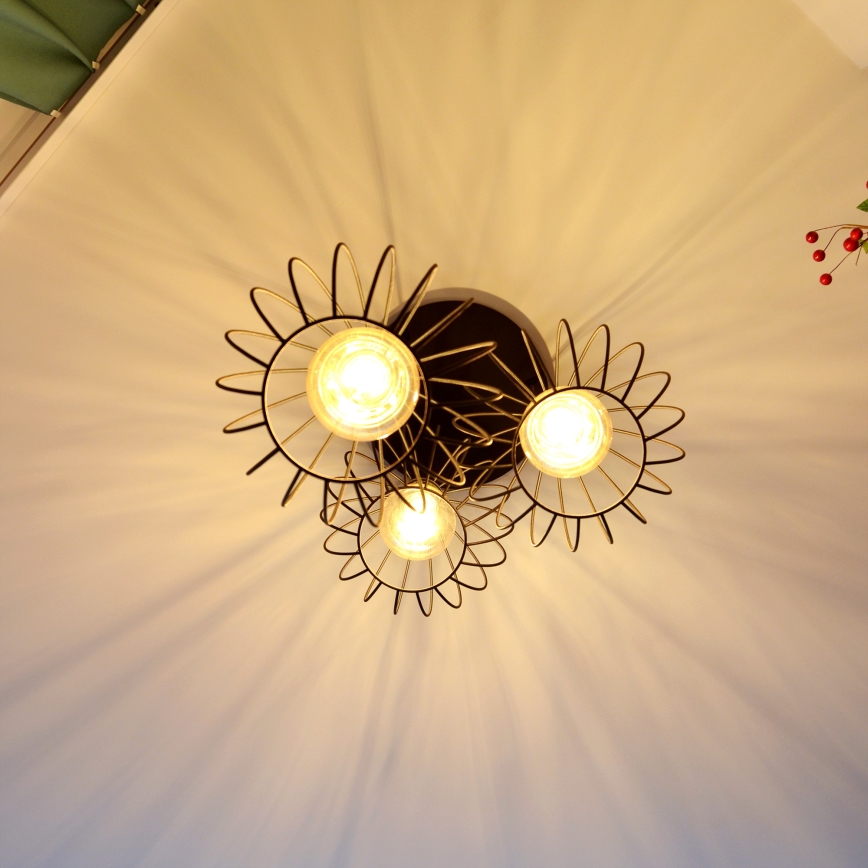 LED Lustr na lanku MERCURE 3xE27/15W/230V ø 50 cm černá