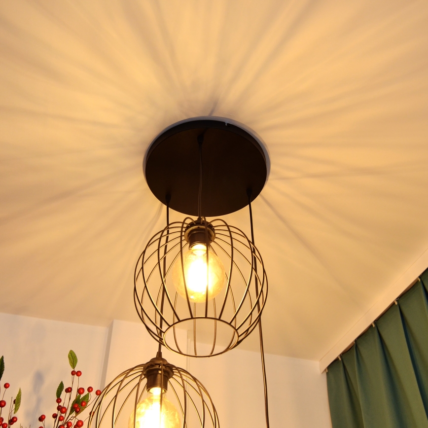 LED Lustr na lanku MERCURE 3xE27/15W/230V ø 50 cm černá
