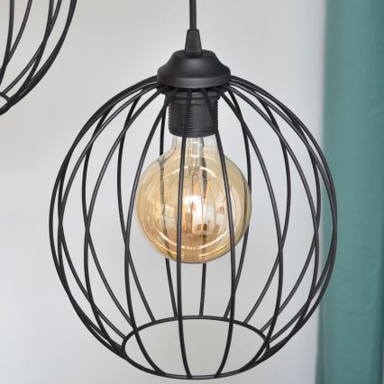 LED Lustr na lanku MERCURE 3xE27/15W/230V ø 50 cm černá