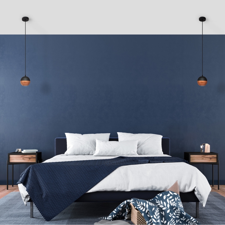 LED Lustr na lanku MIDWAY 1xGU10/4,8W/230V černá/měděná