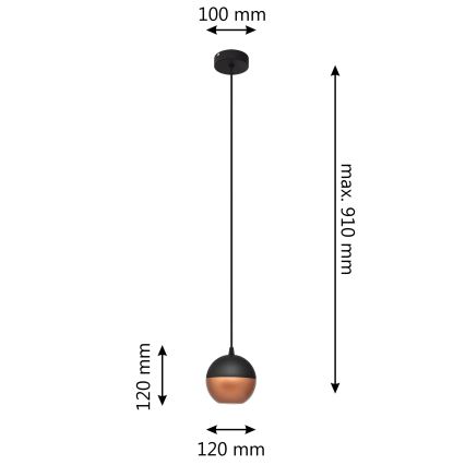 LED Lustr na lanku MIDWAY 1xGU10/4,8W/230V černá/měděná