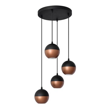 LED Lustr na lanku MIDWAY 4xGU10/4,8W/230V černá/měděná