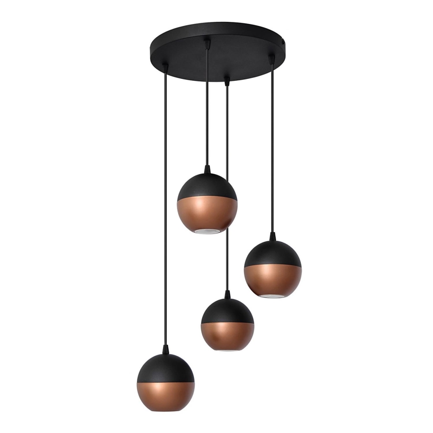LED Lustr na lanku MIDWAY 4xGU10/4,8W/230V černá/měděná