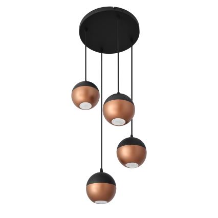 LED Lustr na lanku MIDWAY 4xGU10/4,8W/230V černá/měděná