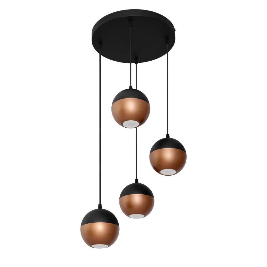 LED Lustr na lanku MIDWAY 4xGU10/4,8W/230V černá/měděná