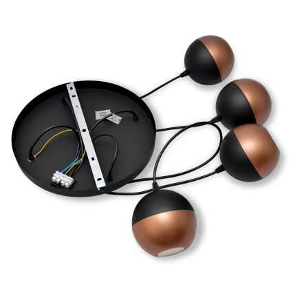 LED Lustr na lanku MIDWAY 4xGU10/4,8W/230V černá/měděná