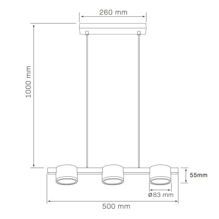 LED Lustr na lanku MIRELLA 3xGX53/6W/230V černá