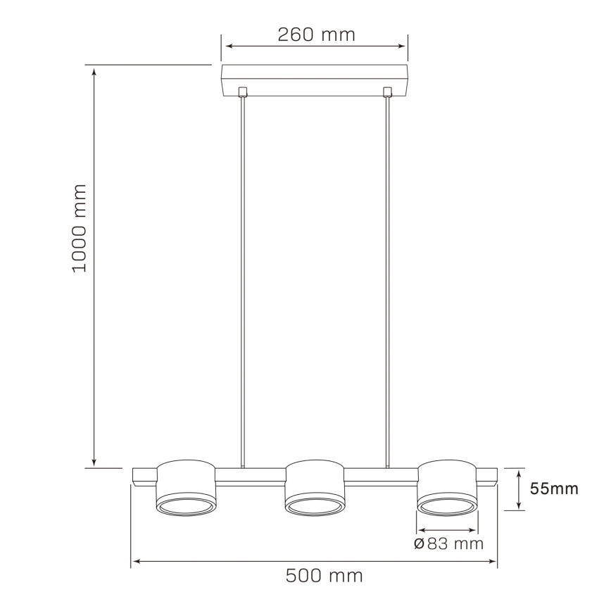 LED Lustr na lanku MIRELLA 3xGX53/6W/230V černá