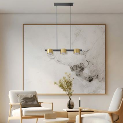 LED Lustr na lanku MIRELLA 3xGX53/6W/230V zlatá/černá