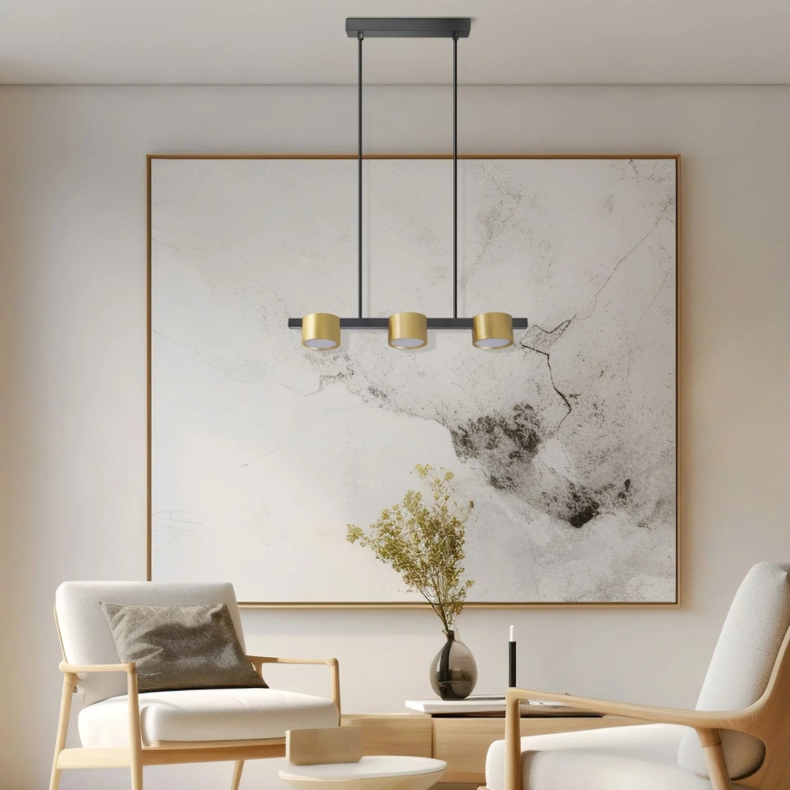 LED Lustr na lanku MIRELLA 3xGX53/6W/230V zlatá/černá