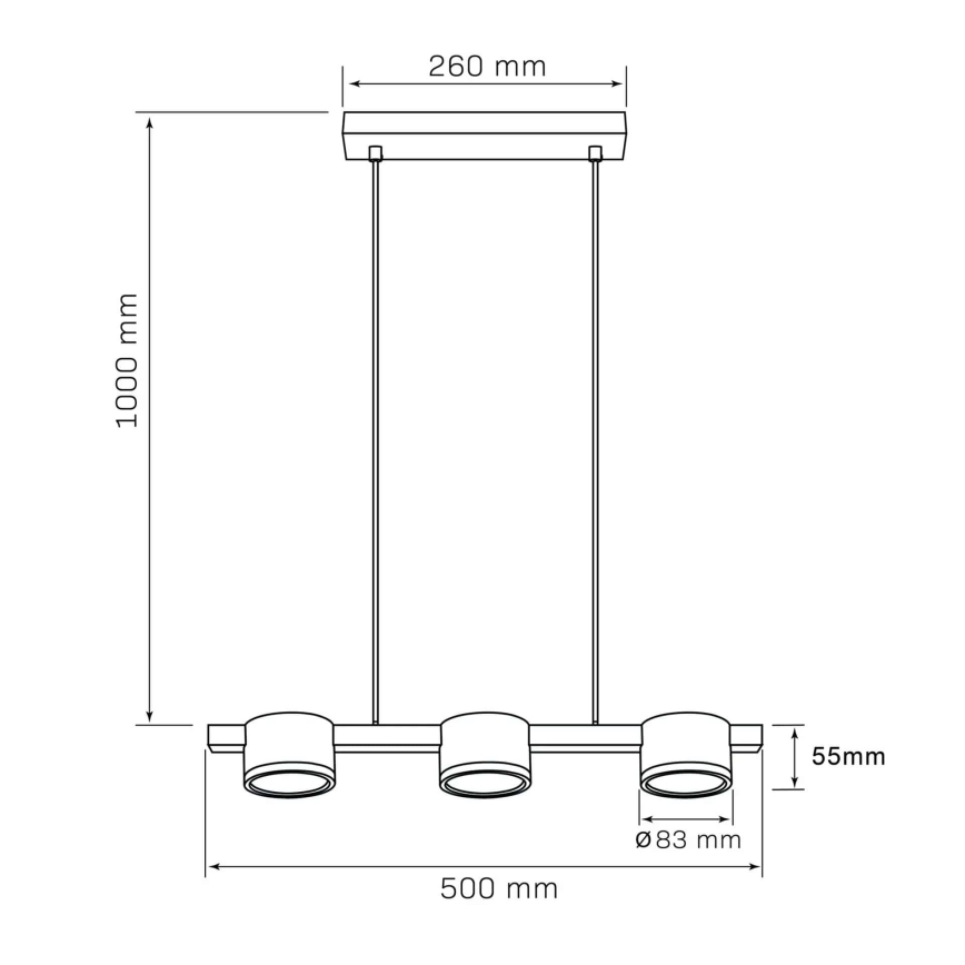 LED Lustr na lanku MIRELLA 3xGX53/6W/230V zlatá/černá