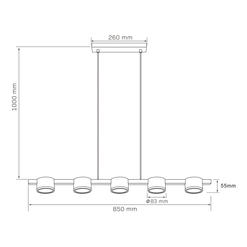LED Lustr na lanku MIRELLA 5xGX53/6W/230V černá
