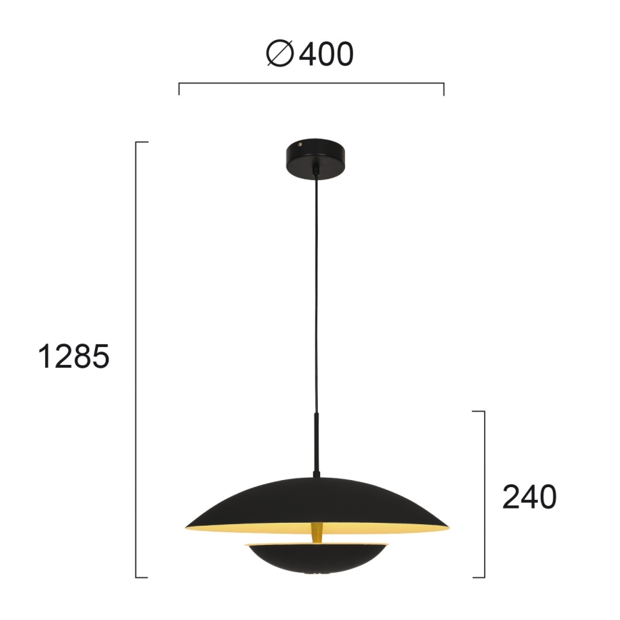 LED Lustr na lanku MONICA LED/16W/230V černá/zlatá
