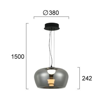 LED Lustr na lanku NADIA LED/20W/230V kouřová/černá
