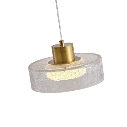 LED Lustr na lanku NIMBUS LED/8W/230V 3000K zlatá/čirá pr. 20 cm