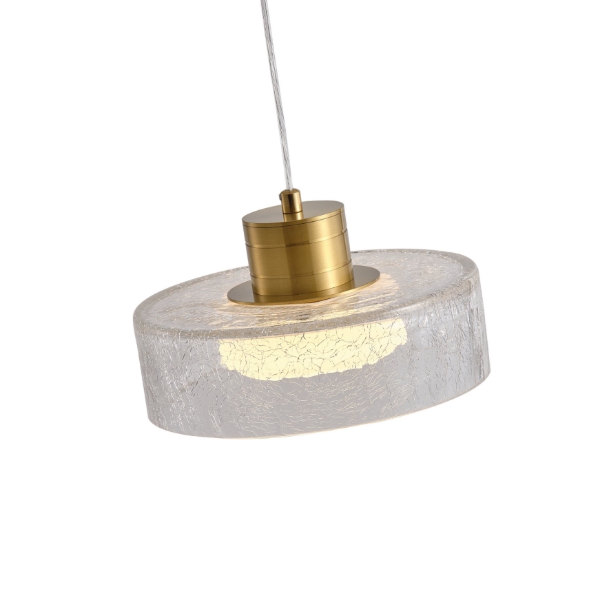 LED Lustr na lanku NIMBUS LED/8W/230V 3000K zlatá/čirá pr. 20 cm