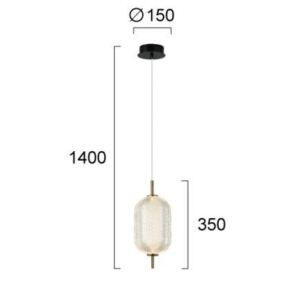 LED Lustr na lanku PELLUCID LED/11W/230V zlatá/čirá