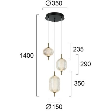 LED Lustr na lanku PELLUCID LED/20W/230V bronzová/černá