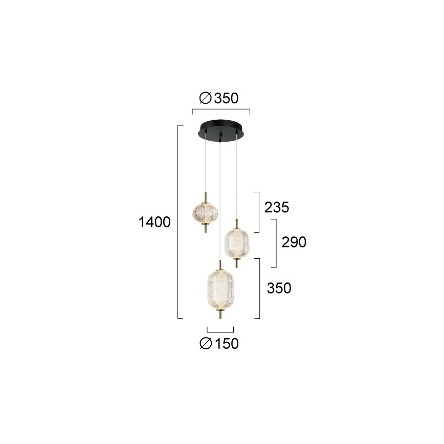 LED Lustr na lanku PELLUCID LED/20W/230V bronzová/černá