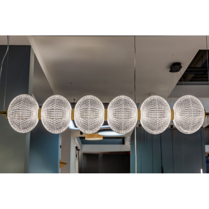 LED Lustr na lanku PELLUCID LED/23W/230V zlatá/čirá