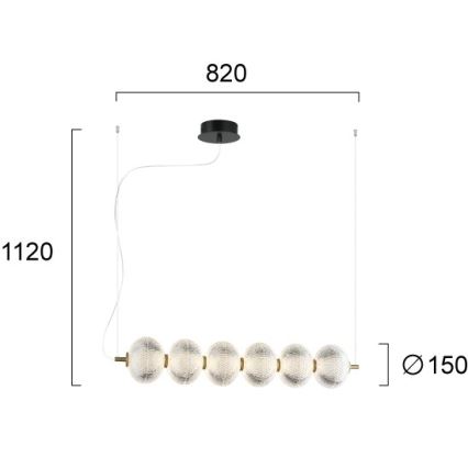 LED Lustr na lanku PELLUCID LED/23W/230V zlatá/čirá