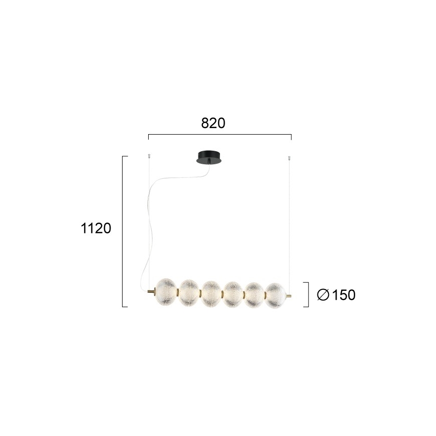 LED Lustr na lanku PELLUCID LED/23W/230V zlatá/čirá