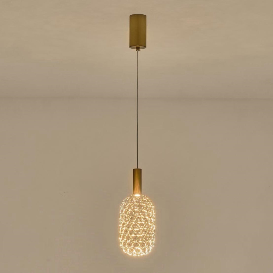 LED Lustr na lanku PERFORATO LED/6,3W/230V 3000K zlatá pr. 13 cm