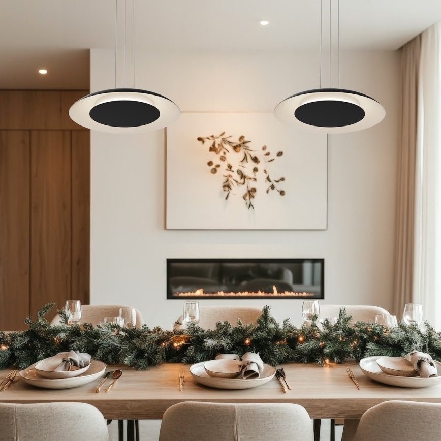 LED Lustr na lanku PIATTINO LED/30W/230V 2700/3200/4000K pr. 40 cm černá