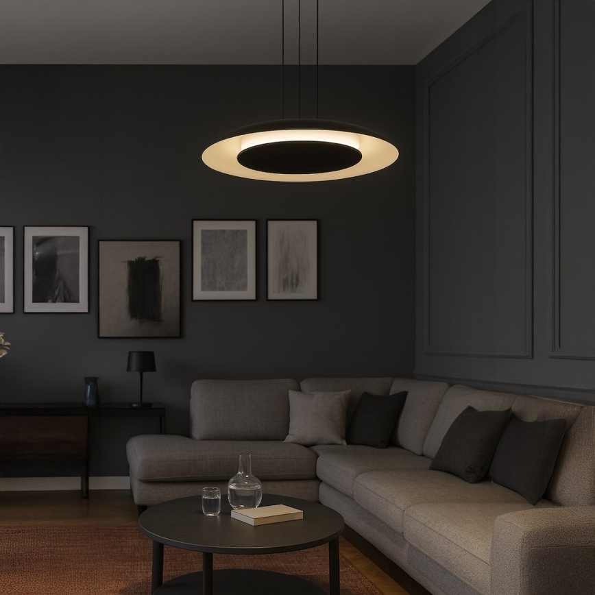 LED Lustr na lanku PIATTINO LED/30W/230V 2700/3200/4000K pr. 40 cm černá