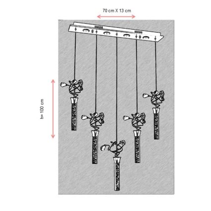 LED Lustr na lanku PIGEON 5xLED/6W/230V 6500K lesklý chrom