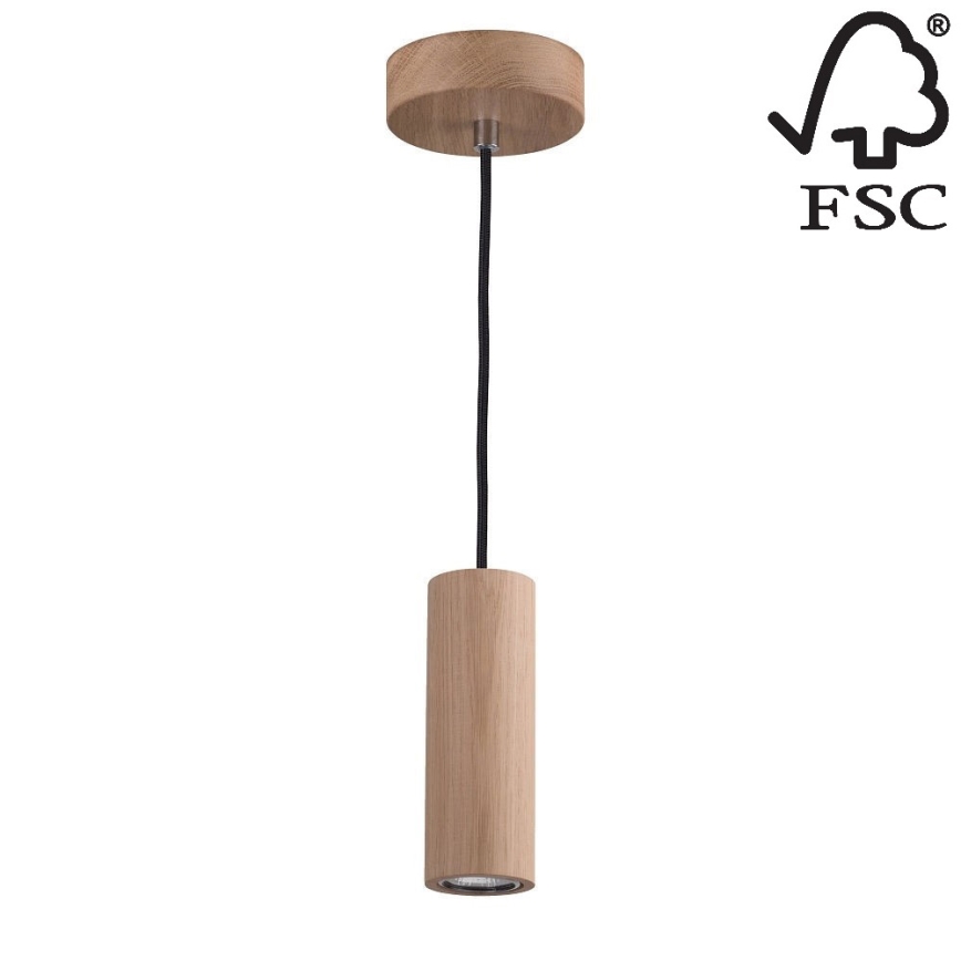 LED Lustr na lanku PIPE 1xGU10/5W/230V matný dub – FSC certifikováno