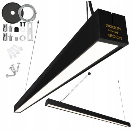 LED Lustr na lanku/přisazený LED/44W/230V 3000K 120 cm černá