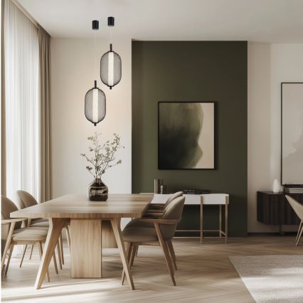 LED Lustr na lanku PUMA LED/10W/230V pr. 15 cm černá