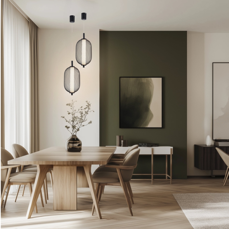 LED Lustr na lanku PUMA LED/10W/230V pr. 15 cm černá