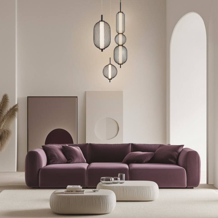 LED Lustr na lanku PUMA LED/15W/230V pr. 14 cm černá