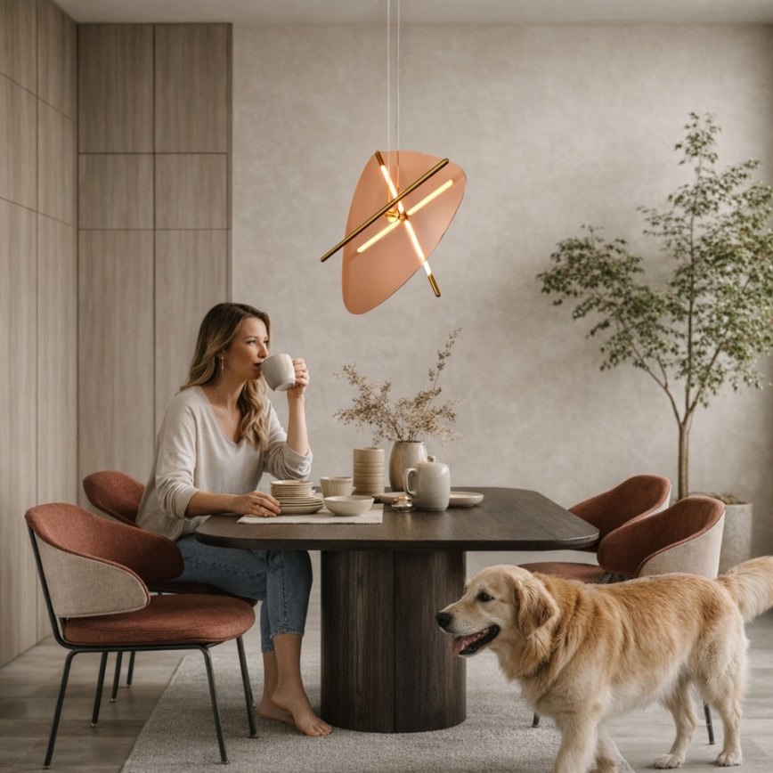 LED Lustr na lanku RELAX LED/15W/230V zlatá/kouřová hnědá